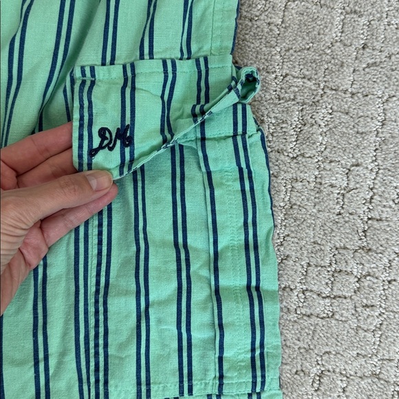 Damson Madder “sydney coastal cargo pants” mint green stripe drawstring linen - Picture 7 of 12